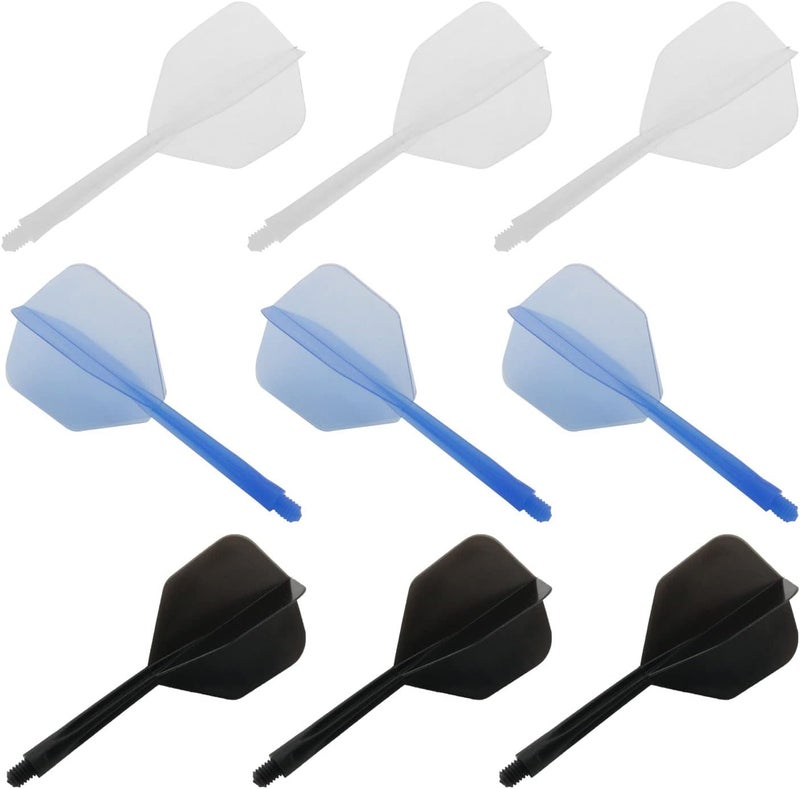 DGHAOP Integrated Dart Flight and Shafts 9PCS Nylon Plastic Integrated Dart Shaft and Flights Tip Darts Set White Black and Blue - Image 1